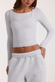 Oh Polly Tops ButterCloud Top Grey Marl gris chiné