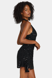 Oh Polly Embellished Ethelie robe mini noire sequins