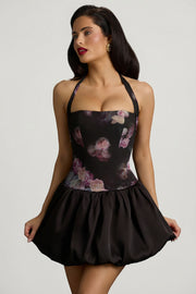 Oh Polly Nanala robe mini halter noir floral bubble lacée