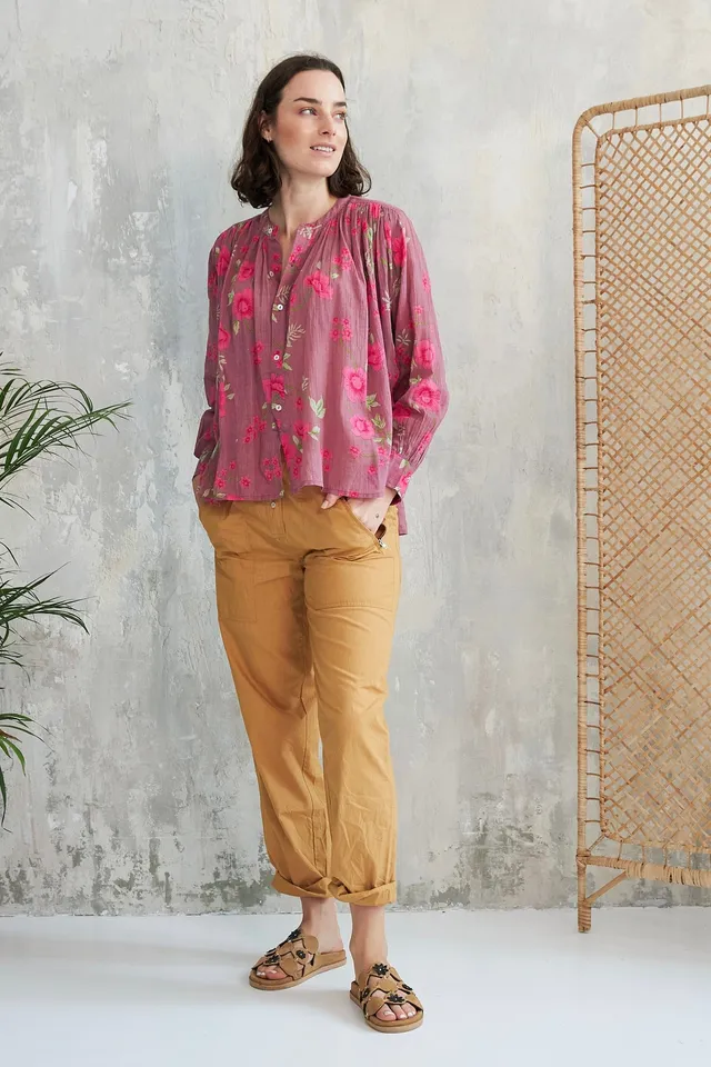 Chicosoleil Meera chemise rose garden violine coton