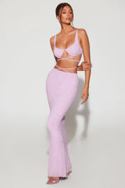 Oh Polly Embellished Sardinia 7218 jupe maxi lilas perles