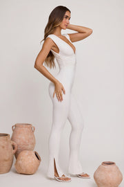 Oh Polly Romana 7744 combinaison blanche col plongeant