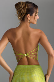 Oh Polly Nanaka Top bandeau strass vert poire dos nu