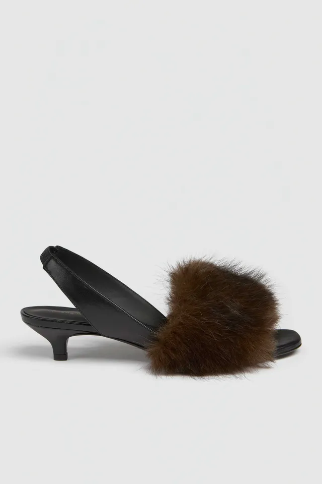 Liviana Conti Tamara Sandale Nappa Noir Talon Stiletto Fourrure