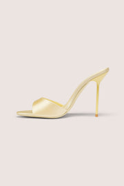 Oh Polly Nila mule satin jaune talon aiguille 11,5 cm