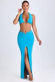 Oh Polly Zweena Jupe Maxi Aqua Blue Fente Anneau