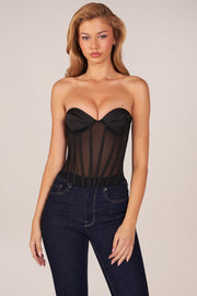 Oh Polly Tops Haut Zoa Noir Corset Bustier Lacé