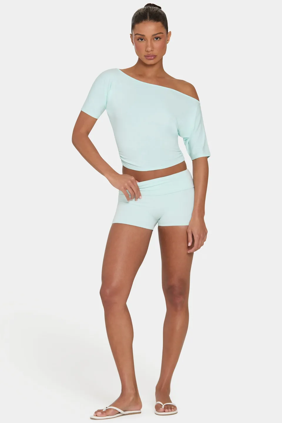 Oh Polly ButterCloud Mini Short Menthe Taille Rabat Double