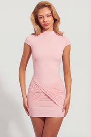 Oh Polly Blair mini robe jersey rose dos nu