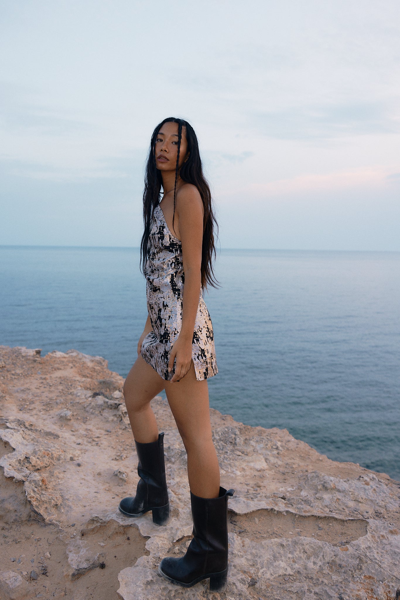 The Ethiquette Anabelle Robe jacquard Black Camouflage XS