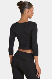 Oh Polly Tops ButterCloud 3/4 Sleeve Top haut noir stretch