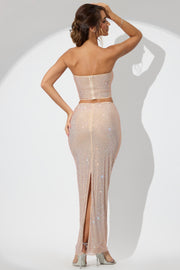 Oh Polly Fausta Jupe Maxi Champagne Strass