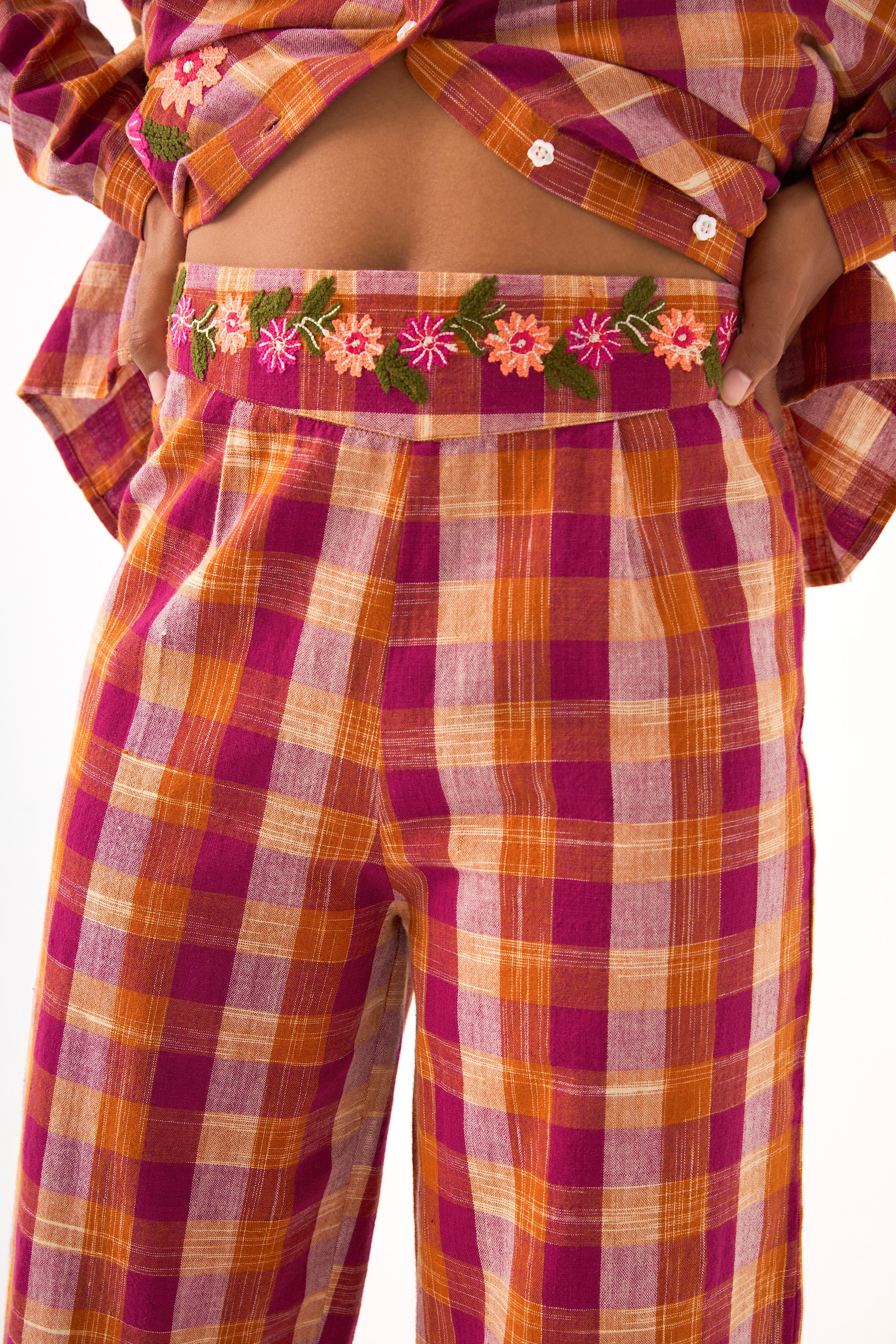 Chicosoleil Clarence pantalon large coton brodé
