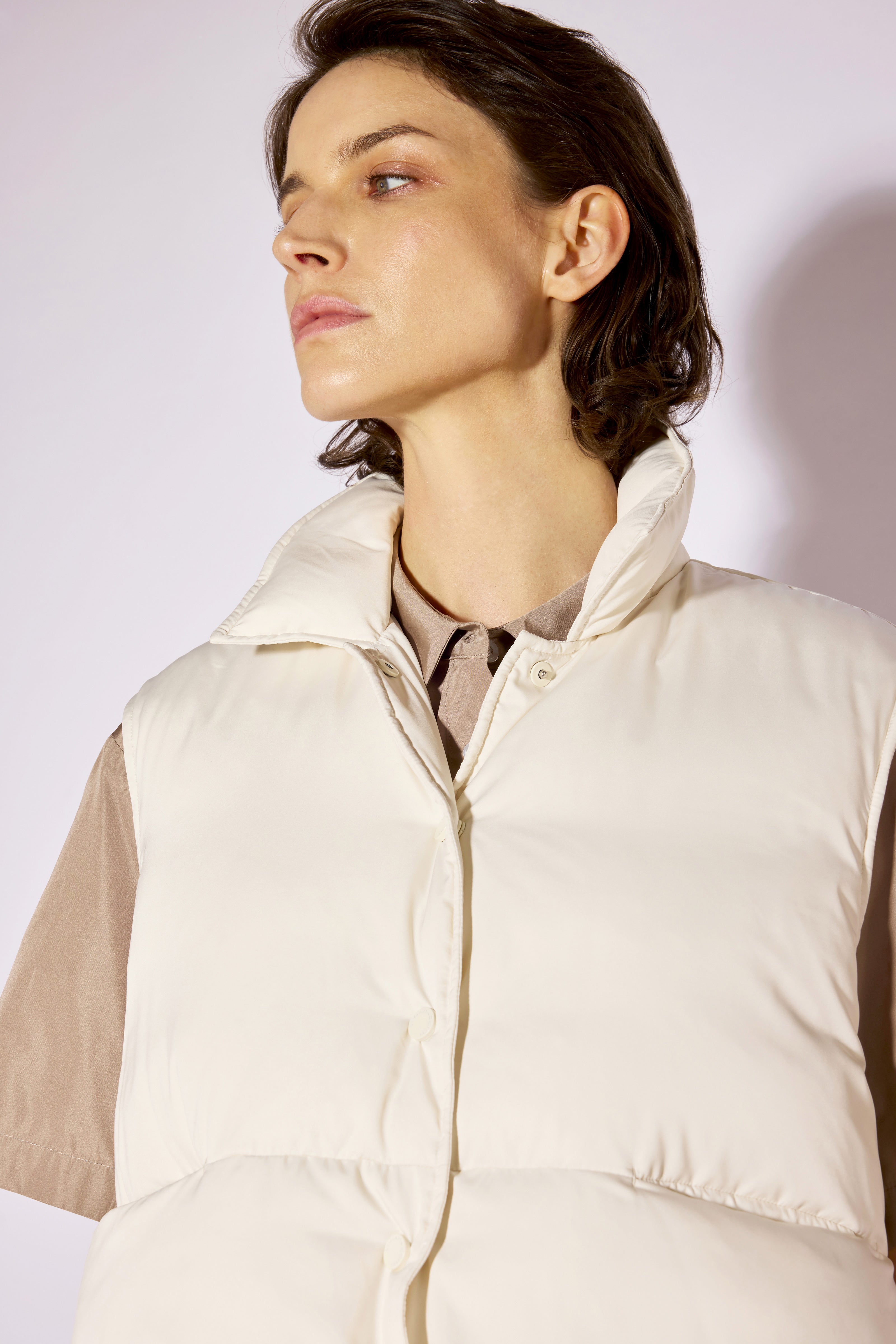 Liviana Conti Lamar gilet doudoune satin vert Eden