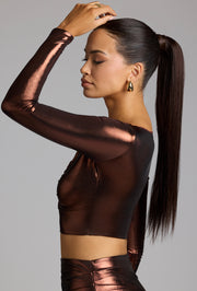 Oh Polly Tops Rana Crop Top Cuivre Bronze métallique