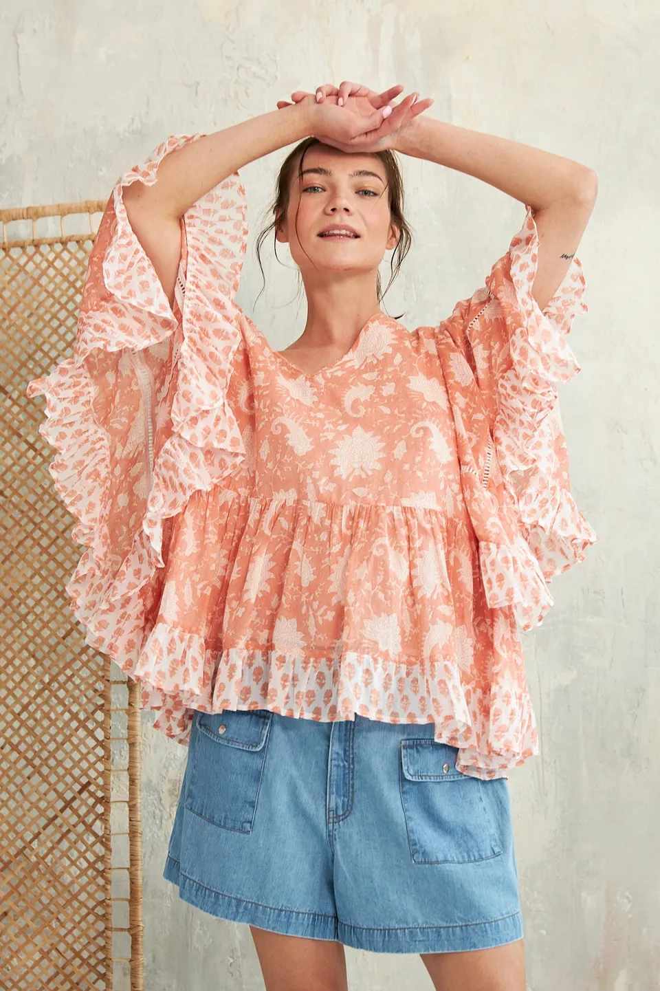 Chicosoleil Pegan top bohème rouge S/M 100% coton