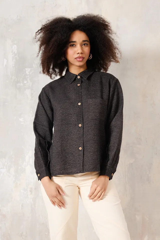 Chicosoleil Debra veste noir chiné laine vierge