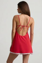 Oh Polly Dresses Seliora A-Line Mini robe rouge dos nu