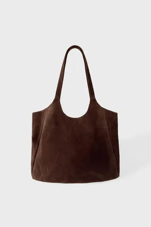Oh Polly Bo+Tee Sac Cabas Suède Marron Espresso Cuir