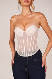 Oh Polly Tops Zoa Corset Top Ivoire bustier satin lacé
