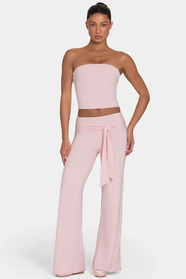 Oh Polly ButterCloud pantalon large rose lien taille