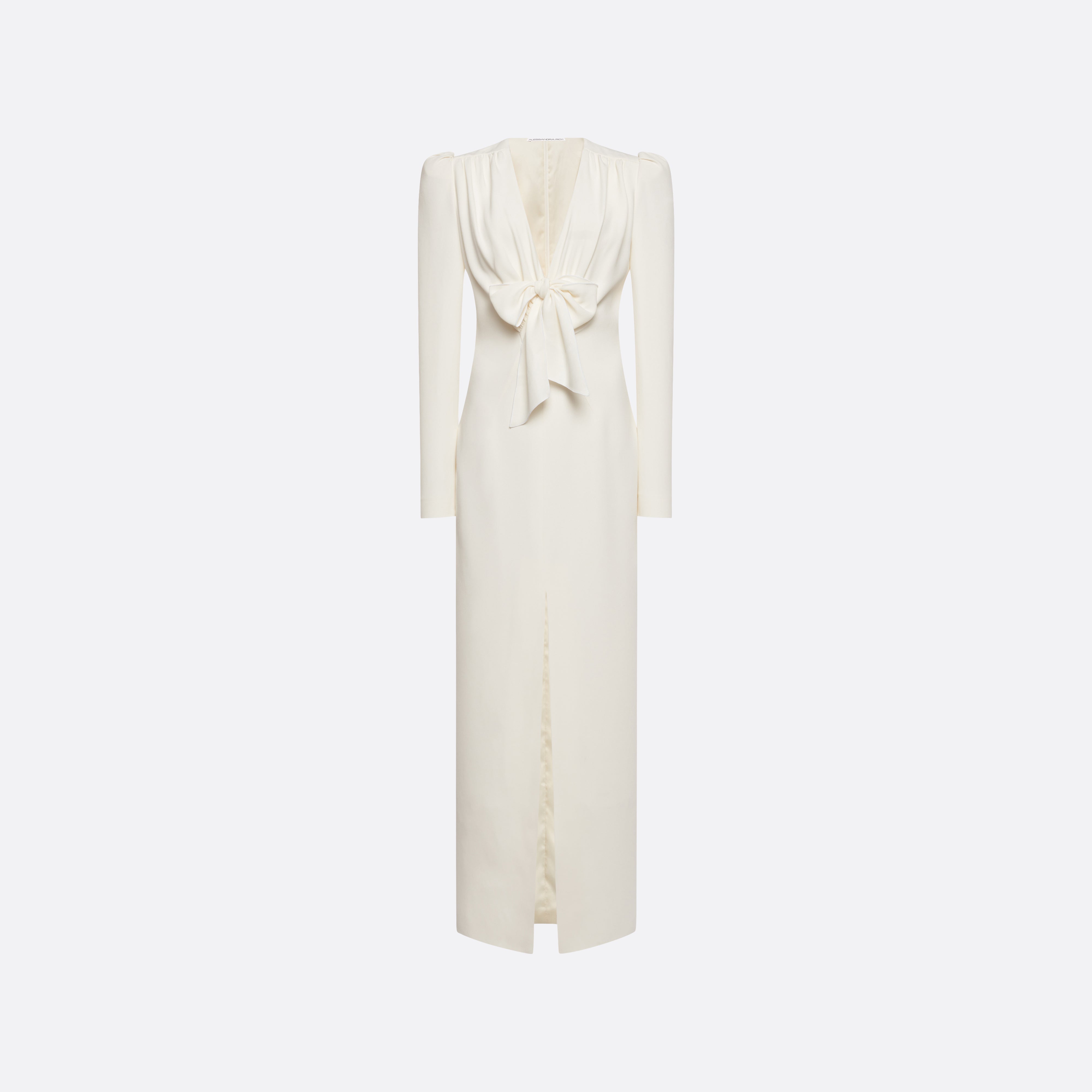 Alessandra Rich Cady Evening Dress Front Split robe blanche 36