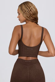 Oh Polly Tops Cropped Tank Top débardeur pecan marl col carré