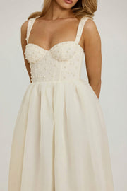 Oh Polly Delancey robe longue blanche perles corset