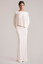 Oh Polly Dresses 15917 robe maxi vanille drapée
