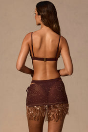 Oh Polly Zinnia NS14800 mini-jupe marron perles