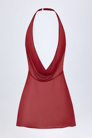Oh Polly Iona mini robe rouge cerise dos nu mousseline
