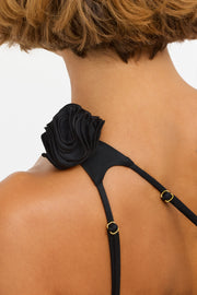 Oh Polly Tesia top noir asymétrique rose jersey