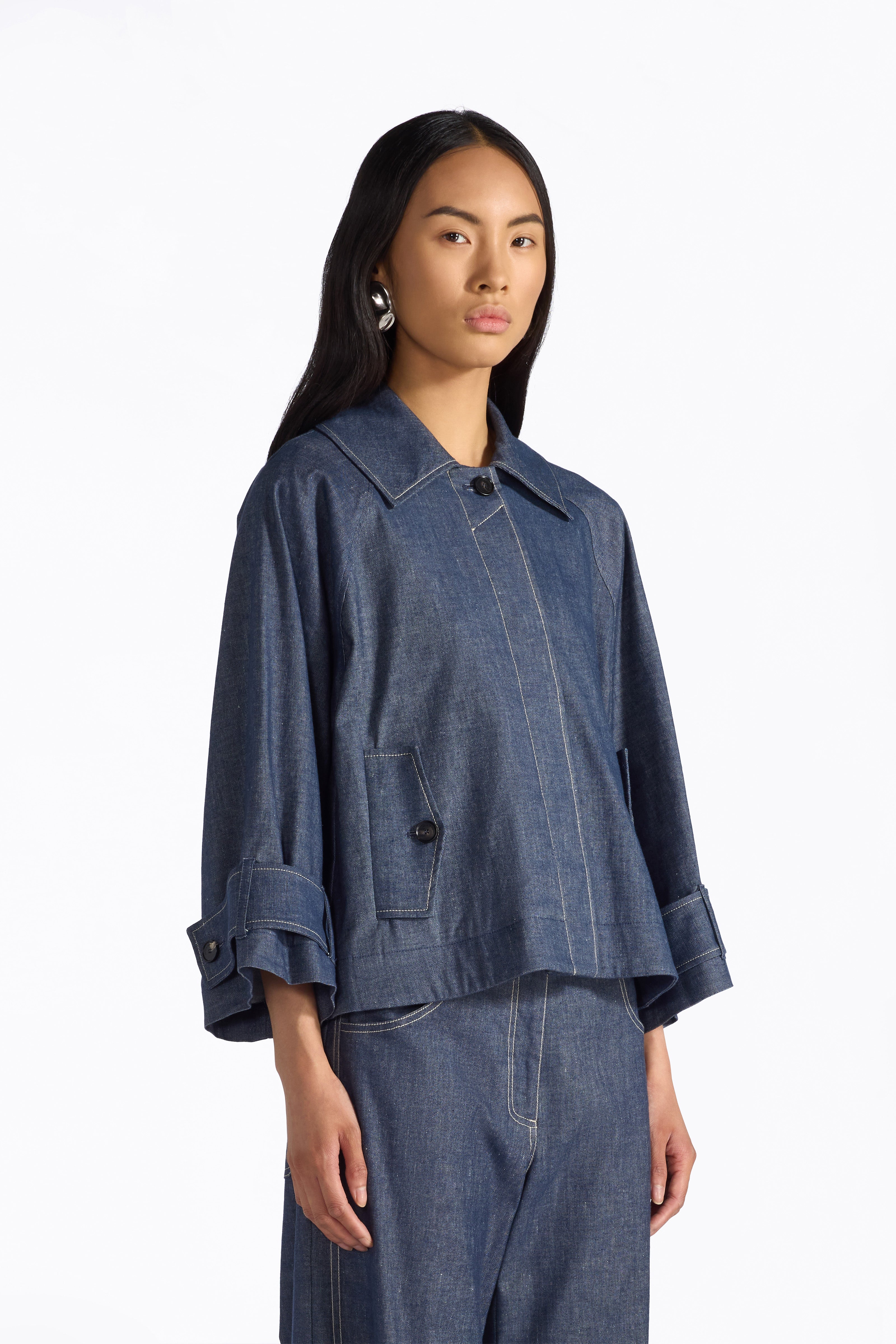 Liviana Conti Waylen veste jean blue denim chambray coton