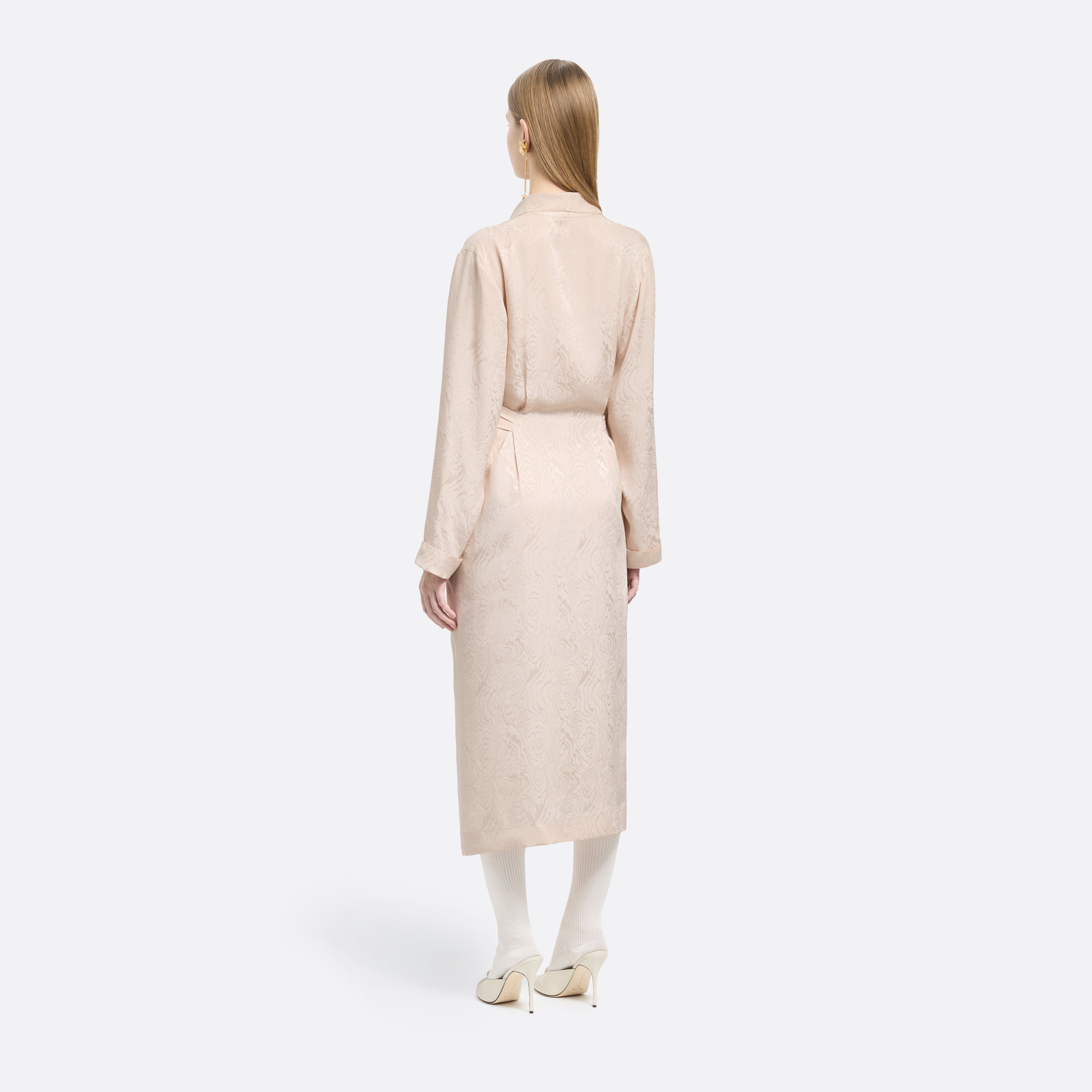 Alessandra Rich robe soie blush jacquard ceinture