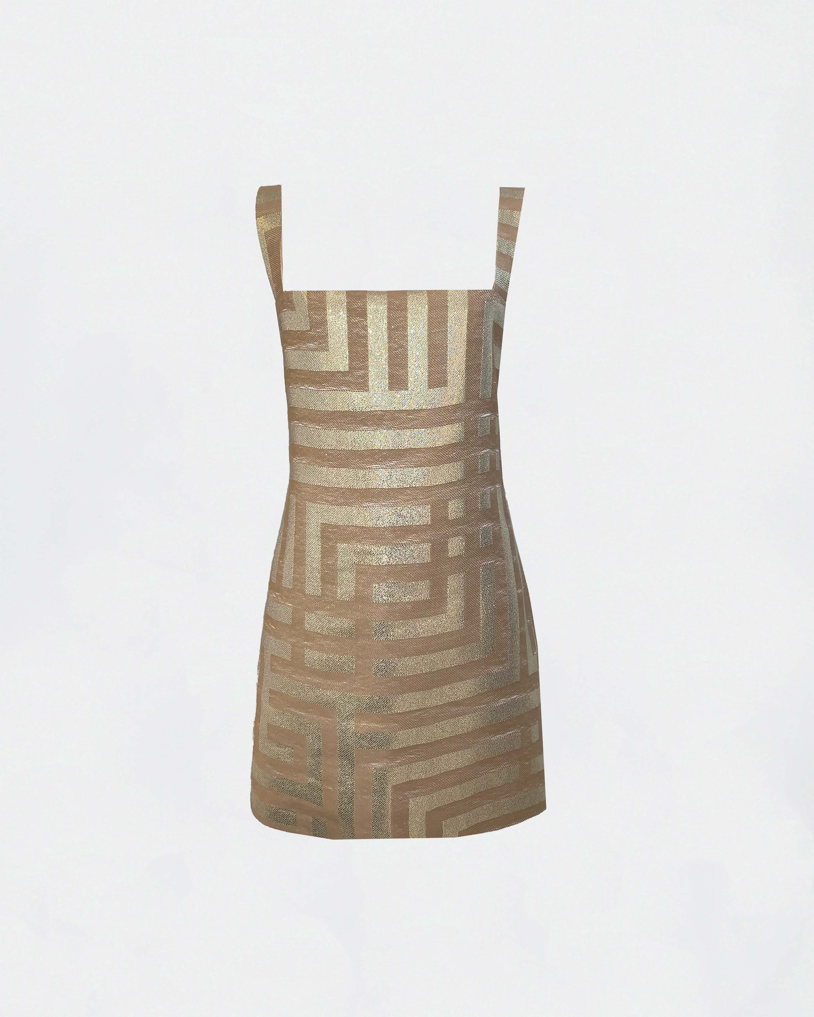 The Ethiquette Regine robe mini Orphée jacquard doré précommande