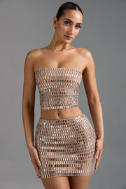 Oh Polly Adaia micro mini jupe amande strass