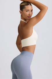 Oh Polly Define Luxe Halterneck brassière sport blanc maintien modéré