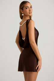 Oh Polly Monnie robe mini marron chocolat dos ouvert taille 34-46