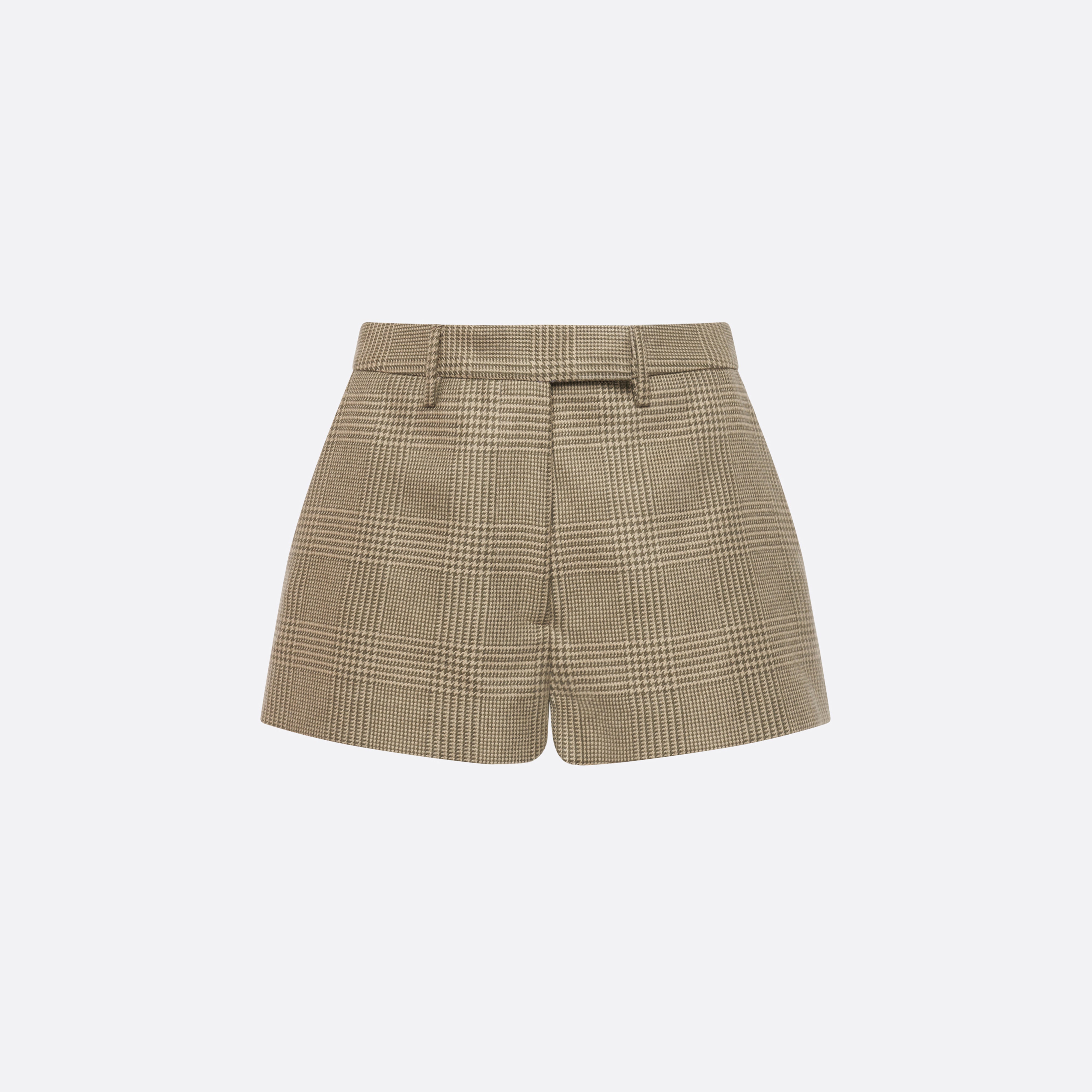 Alessandra Rich Short laine Prince de Galles vert-beige 36