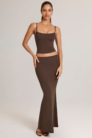 Oh Polly Avenley jupe maxi sirène marron chocolat