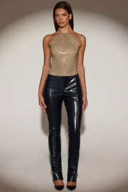 Oh Polly Embellished Top Tindra dos nu doré strass