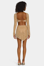 Oh Polly Veah Mini Jupe Miel Strass Asymétrique