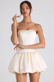 Oh Polly Fabiola robe mini corset ivoire satin stretch