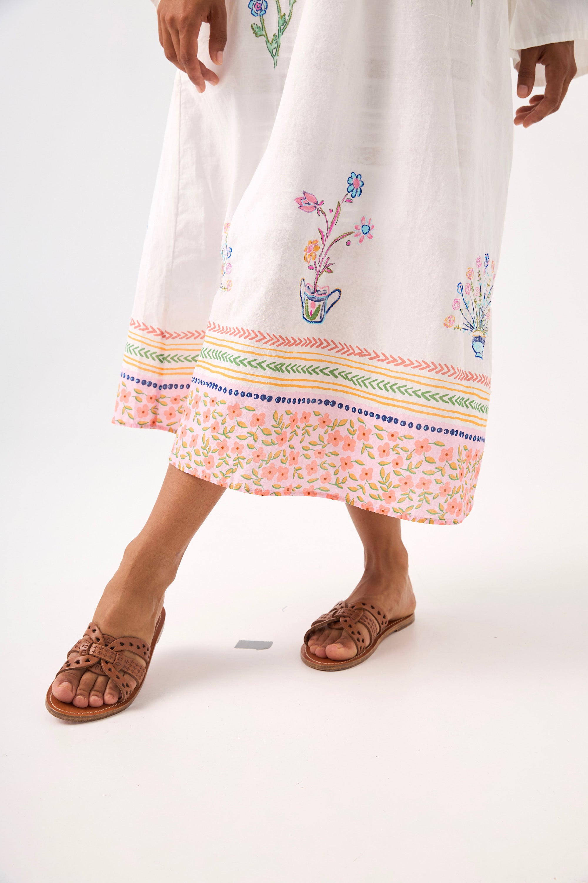 Chicosoleil Robes Robe Sharleen blanc brodé coton S