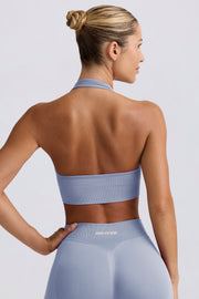 Oh Polly Define Luxe Halterneck brassière sport bleu gris maintien modéré