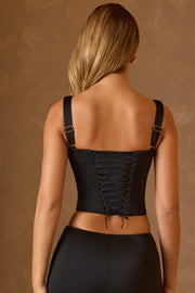 Oh Polly Hannie top corset noir satin laçage