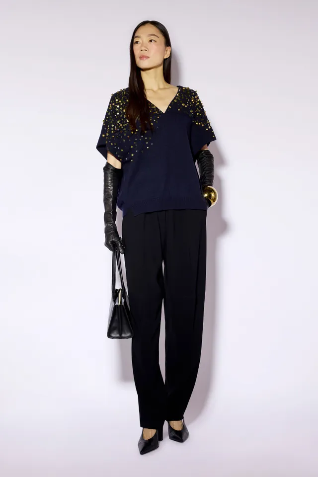 Liviana Conti Myriam gilet en maille notte manches courtes