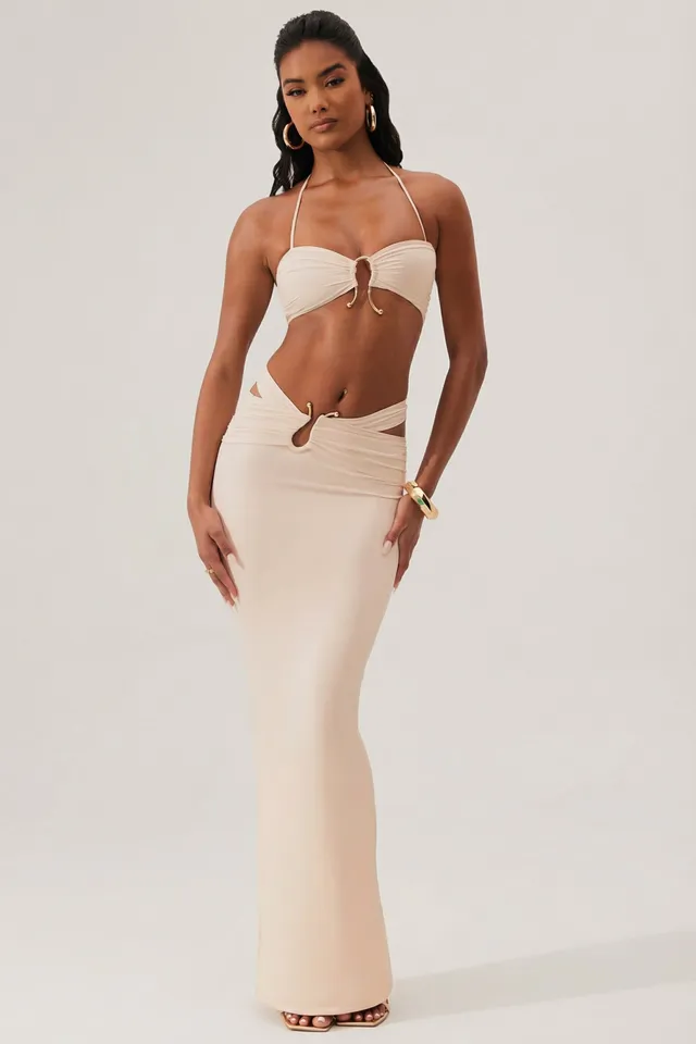 Oh Polly Sylas jupe maxi ivoire taille haute moulante