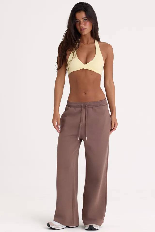 Oh Polly BT02580 Pantalon Jogging Large Cocoa Marron Coton