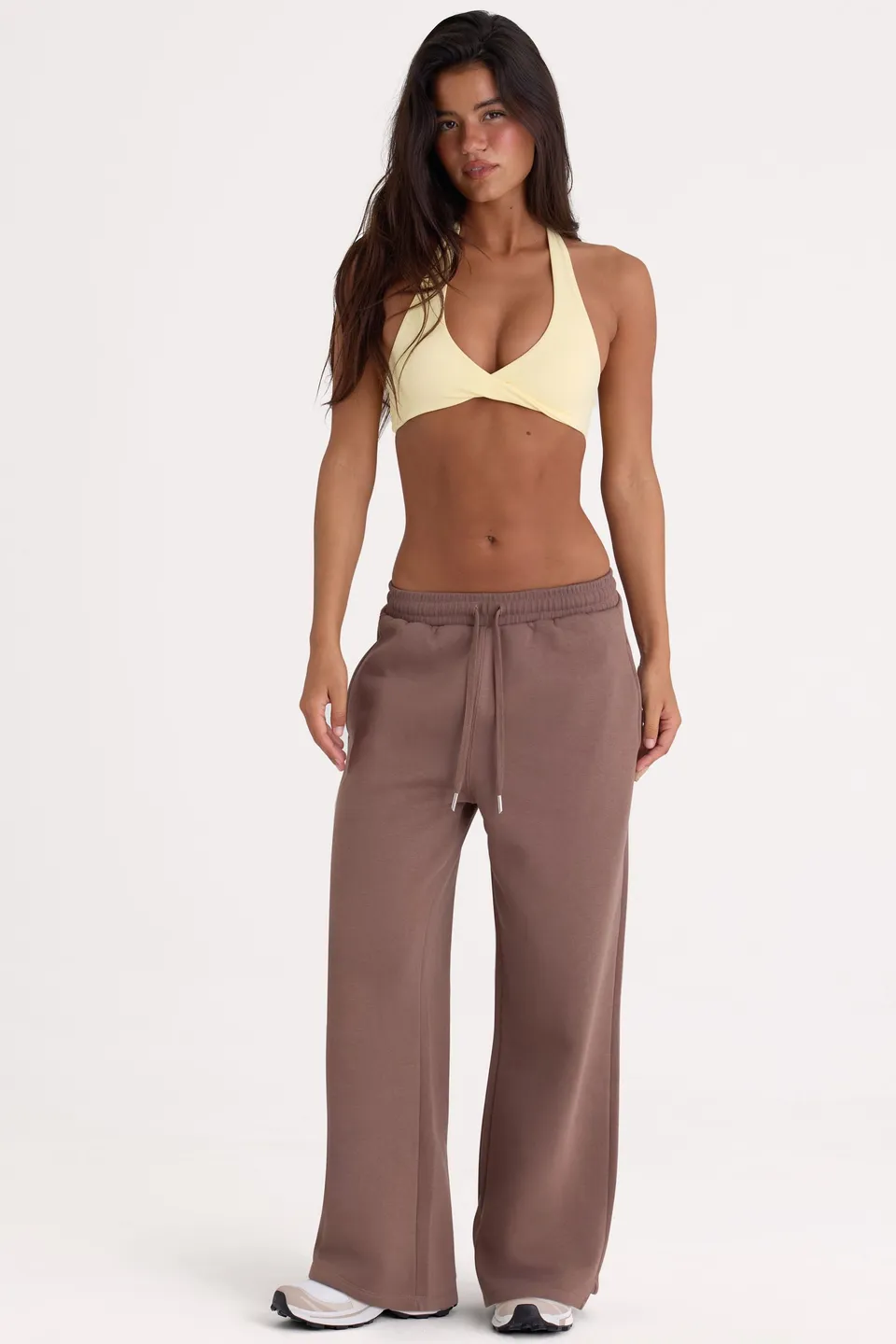 Oh Polly BT02580 Pantalon Jogging Large Cocoa Marron Coton